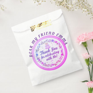 Sacolinha Bolo de Aniversário com Coroa de Flores Personaliz