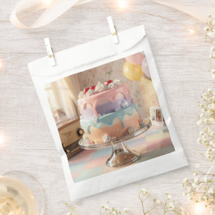 Sacolinha Bolo de Aniversário de Vidro Pastel com Cerejas