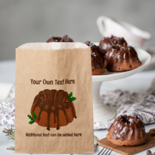 Sacolinha Bolo de Chocolate com Holly de Natal adiciona text