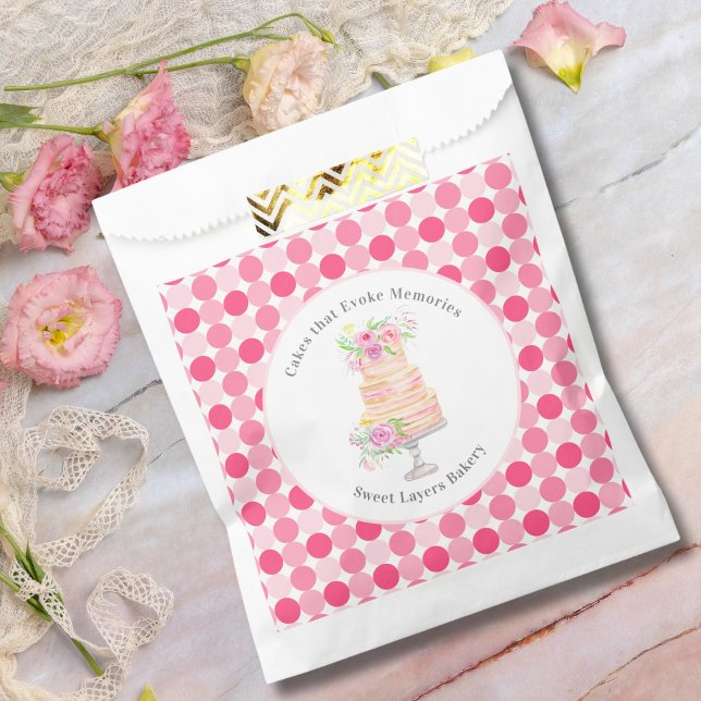 Sacolinha Bolo Layered de Aquarela Chic Com Padaria de Rosas (Criador carregado)