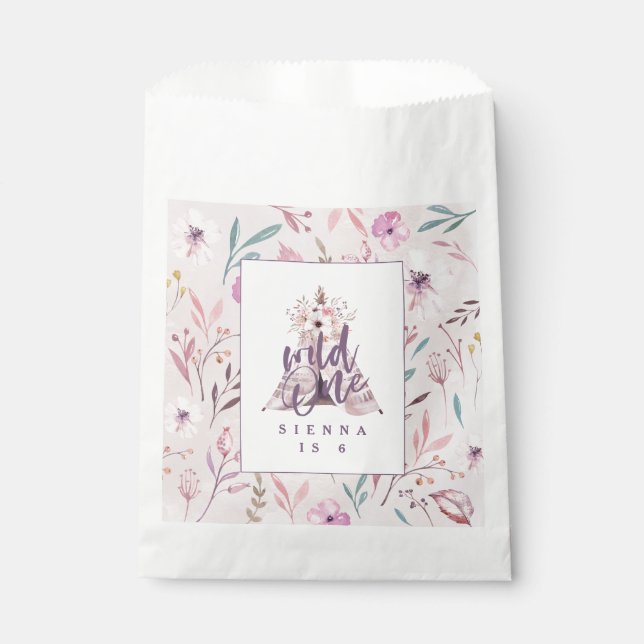 Sacolinha bolsa de favores de um primeiro aniversario selvag (Frente)