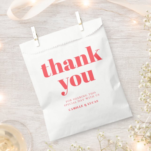 Sacolinha Bolsa de favoritos de casamento da Trendência Rosa (Cortado)