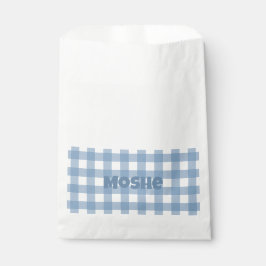Sacolinha Bolsa de festa de aniversário de gingham azul