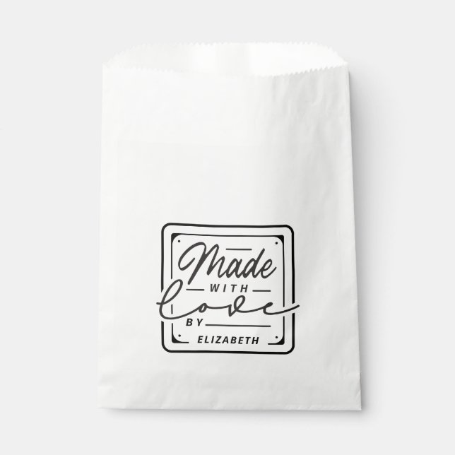 Sacolinha Bolsas com Etiqueta Feita com Amor Modernas (Frente)