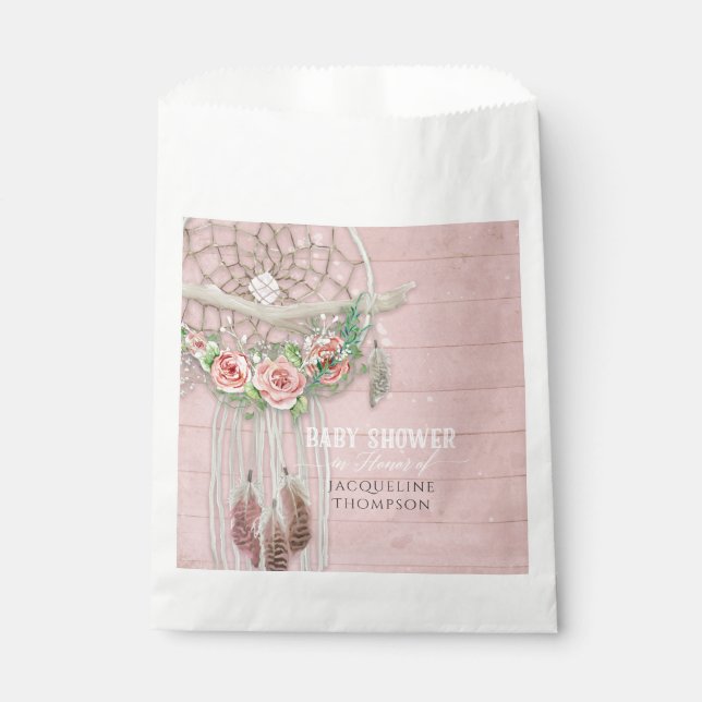 Sacolinha Bolsas de Favor Baby Girl Shower Apanhador de Sonh (Frente)