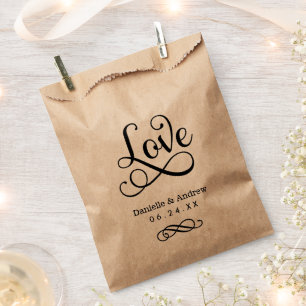 Sacolinha Bolsas de Favor de Casamento   Amor em Script