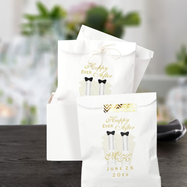Sacolinha Bolsas De Favor De Casamento De Casamento De Monog (Happy Ever After! Two groom wedding and need favor bags? Just add your initials and wedding date)