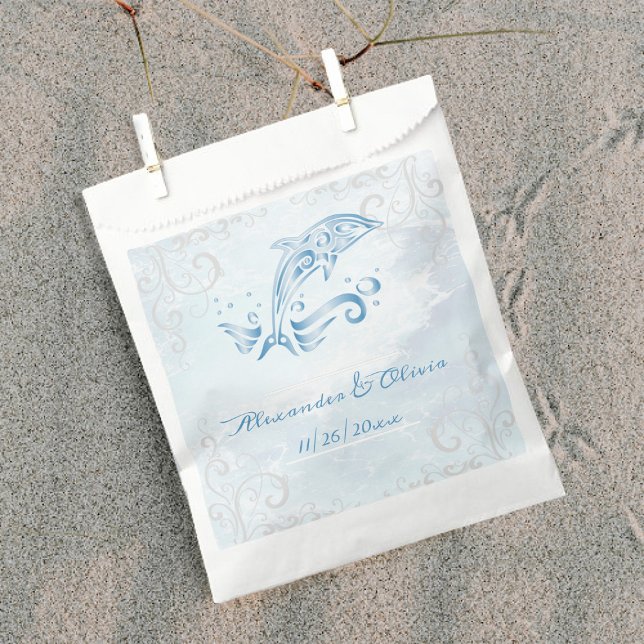 Sacolinha Bolsas De Favor De Casamento De Golfinho Azul (Blue Dolphin Wedding Favor Bags)