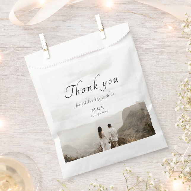 Sacolinha Bolsas De Favor De Casamento De Monograma De Foto  (Cortado)