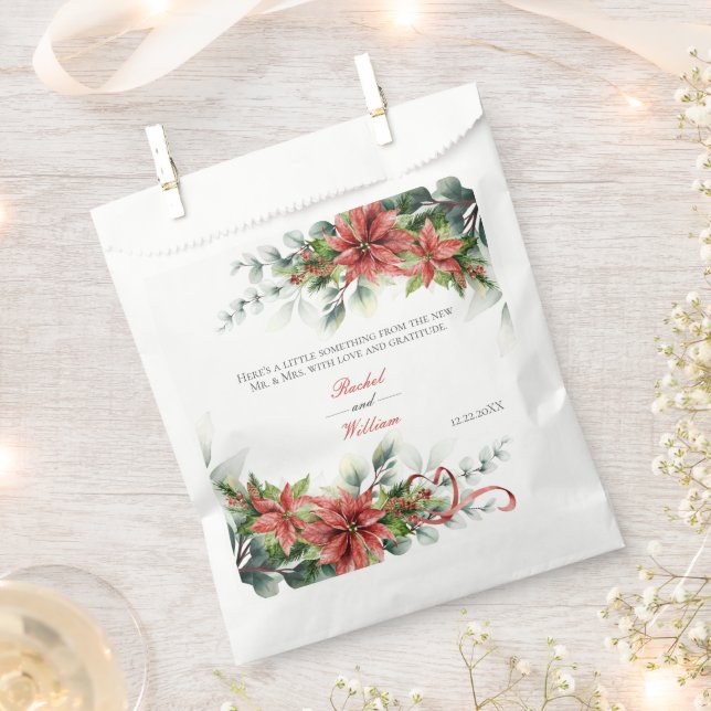 Sacolinha Bolsas De Favor De Casamento De Poinsettia Feriada (Cortado)
