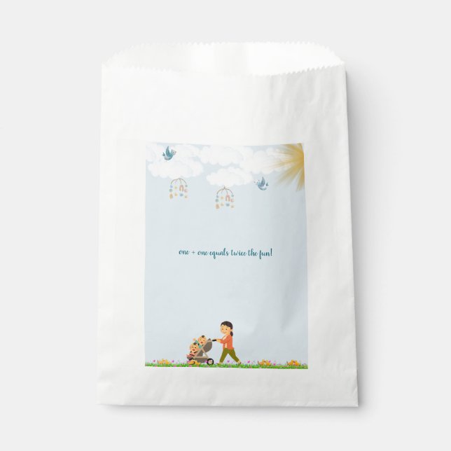 Sacolinha Bolsas de Favor de Chá de fraldas Gêmeo (Frente)