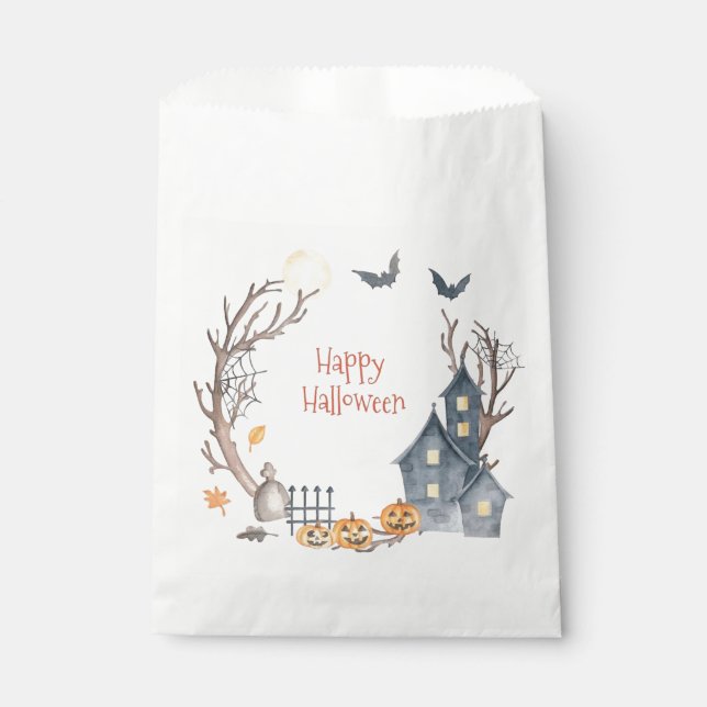 Sacolinha Bolsas de Favor de Halloween Feliz (Frente)