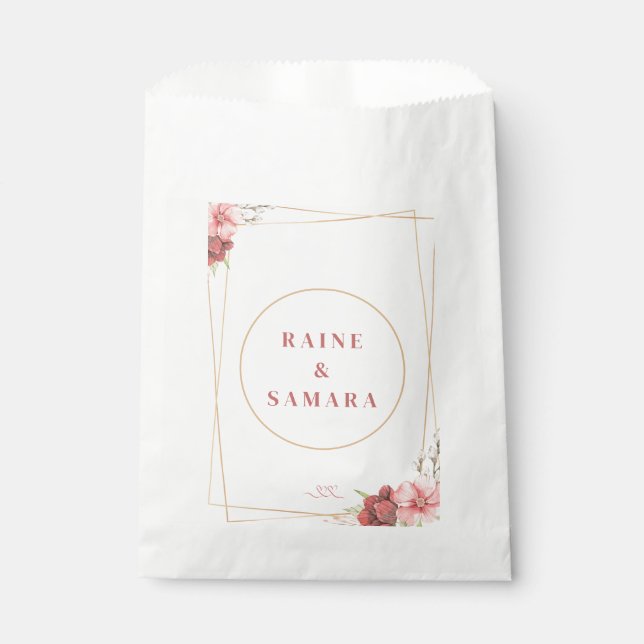 Sacolinha Bolsas De Favor Do Casamento Elegante Dourado (Frente)