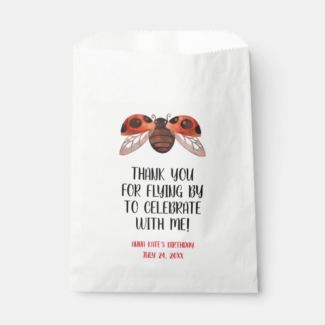 Sacolinha Bolsas de Favor do Partido Personalizado Ladybug (Frente)