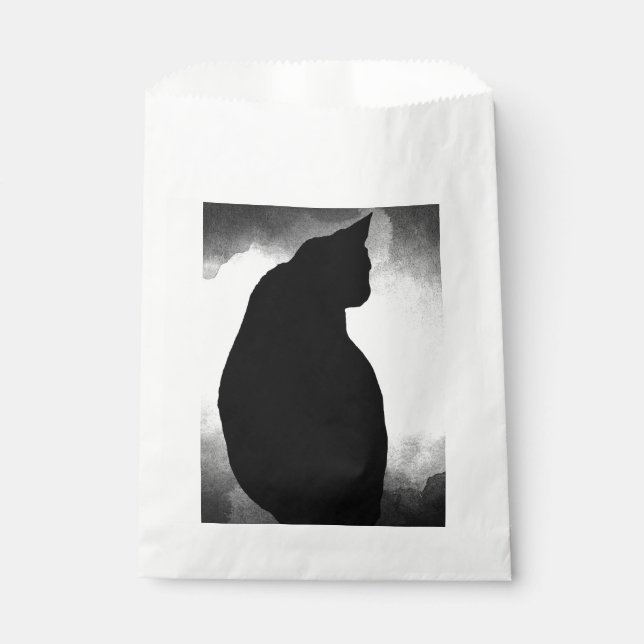 Sacolinha Bolsas de favores de Gato Preto Silhouette (Frente)