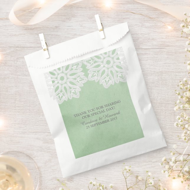 Sacolinha Bolsas de Favoritos de Lace Elegante Verde (Cortado)