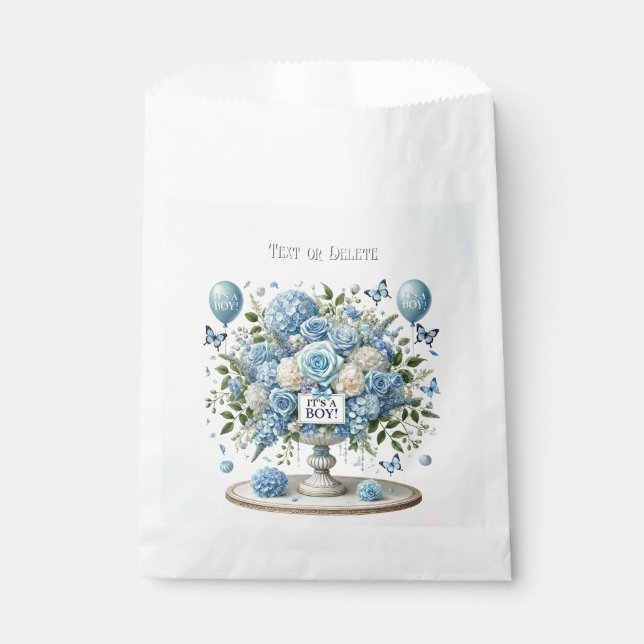 Sacolinha Bolsas de Favoritos de Vase Floral Branco Azul (Frente)