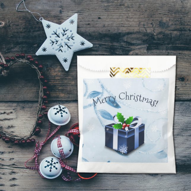 Sacolinha Bolsas de presentes de Natal Azul (Blue Christmas Gift Favor Bags)
