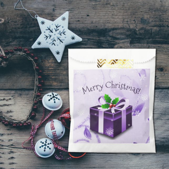 Sacolinha Bolsas de presentes de Natal roxas (Purple Christmas Gift Favor Bags)