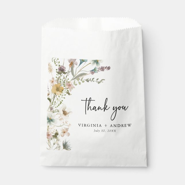 Sacolinha Bolsas Favoráveis de Casamento Floral (Frente)