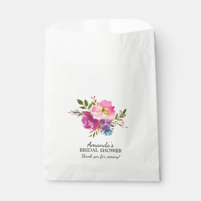 Sacolinha Bolsas Favorecidas do Chá Floral Rosa e Roxo prima (Frente)
