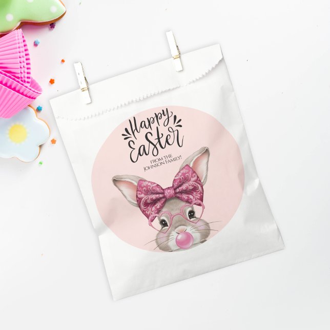 Sacolinha Bolsas personalizadas de Páscoas favoráveis - Past (Personalized Easter Favor Bags – Bunny Pastel)