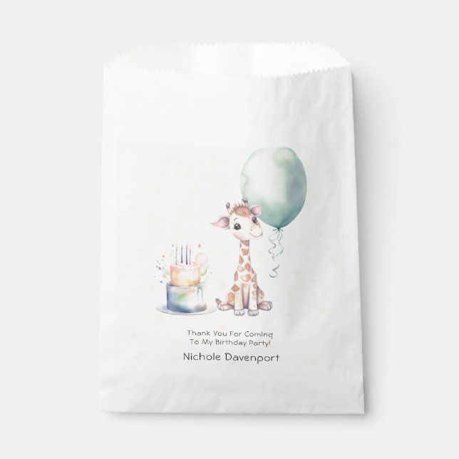 Sacolinha Bonita Girafa Cake Balão 1rua. Aniversário Obrigad (Frente)