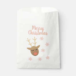 Sacolinha Bonita Reindeja de Natal Rosa Dourada