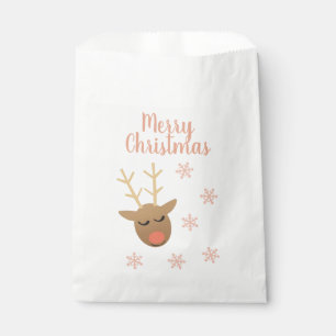 Sacolinha Bonita Reindeja de Natal Rosa Dourada
