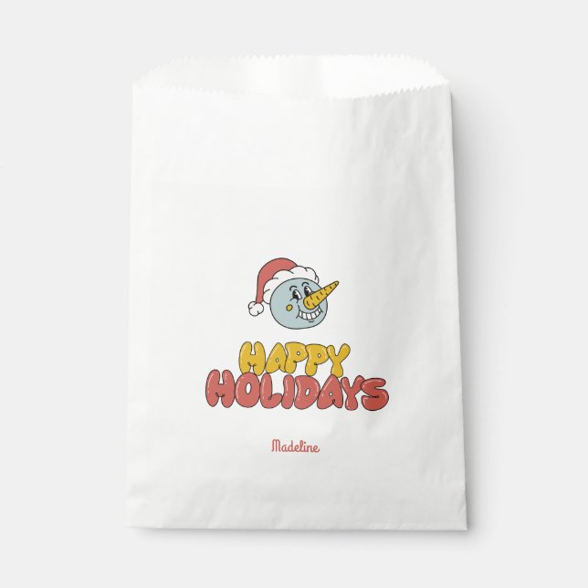 Sacolinha bonito boneco de neve festa de feriado (Frente)