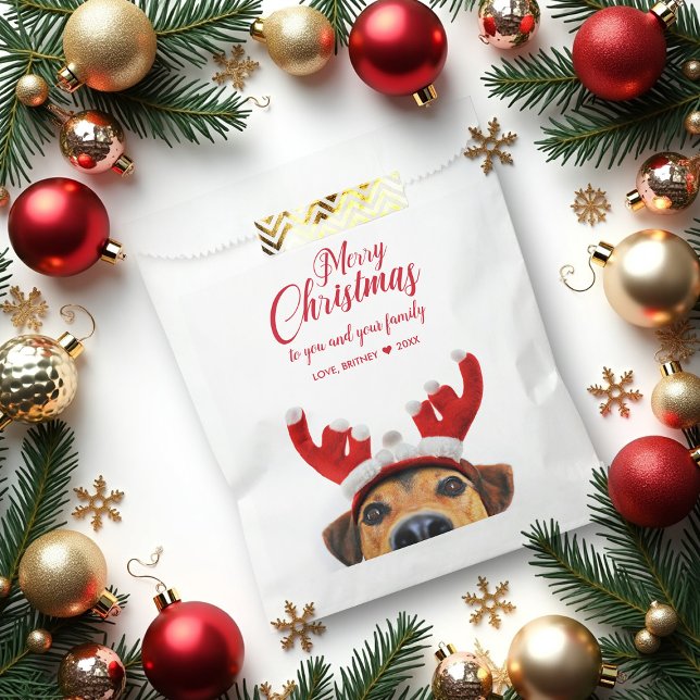 Sacolinha Bonito Cachorro Engraçado Reindeer Antler Banda de (Criador carregado)