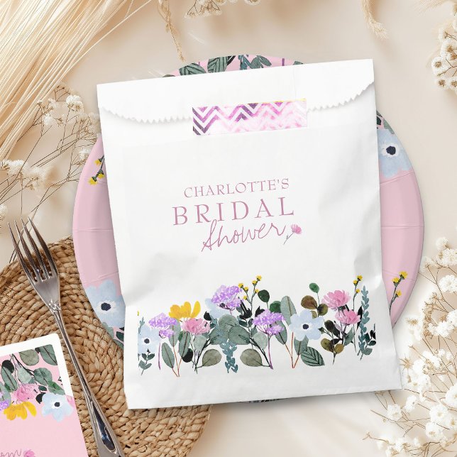 Sacolinha Bonito Chá de panela Floral do Vinho Selvagem (Bridal Shower favor bags from my Wildflower Lawn Bridal Shower Collection)