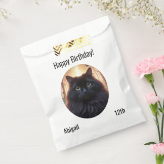 Sacolinha Bonito Gato Preto Fluffy com Olhos Dourados Adicio