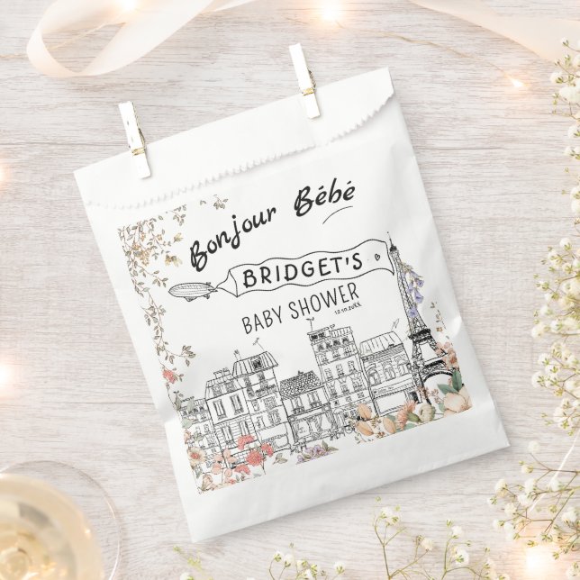 Sacolinha Bonjour Bebe Sexo Chá de fraldas Neutro (Cortado)