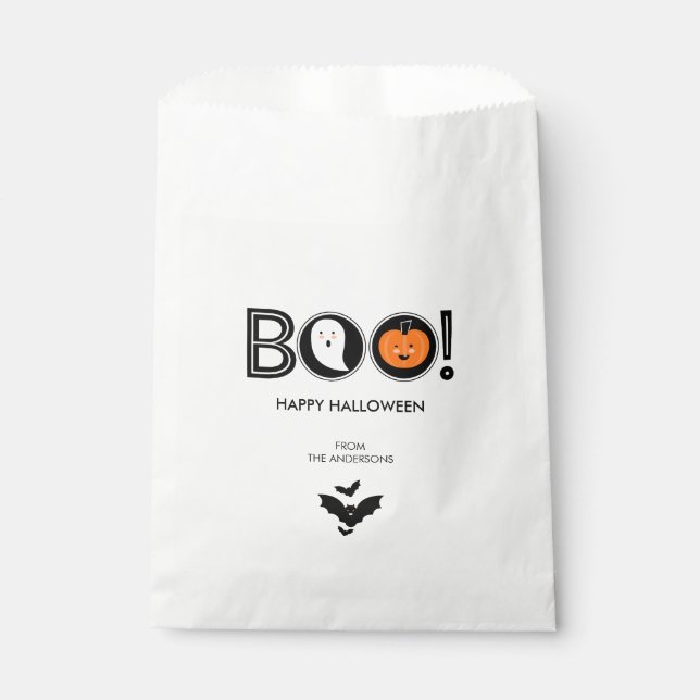 Sacolinha Boo! Feliz Halloween Favor de Bolsas (Frente)
