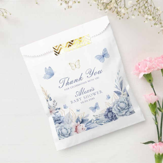 Sacolinha Borboleta Azul Obrigado Chá de fraldas (Selado)