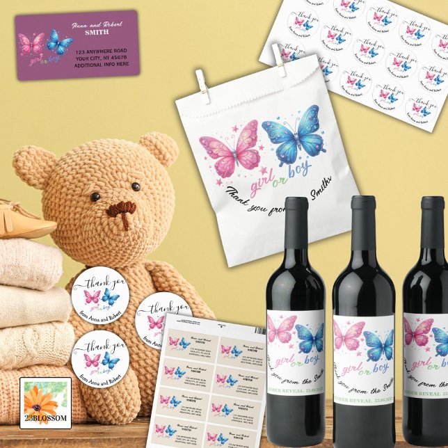 Sacolinha borboleta Sexo Convite de festas Revelação (Criador carregado)