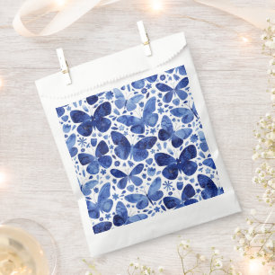 Sacolinha Borboletas Aquarela Azul Indigo