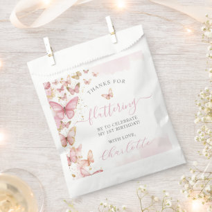 Sacolinha Borboletas rosa bonito Doce 16 1segundo aniversári
