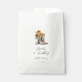 Sacolinha Botas Rústicas de Girassol e Bridal Shower Bubbly 