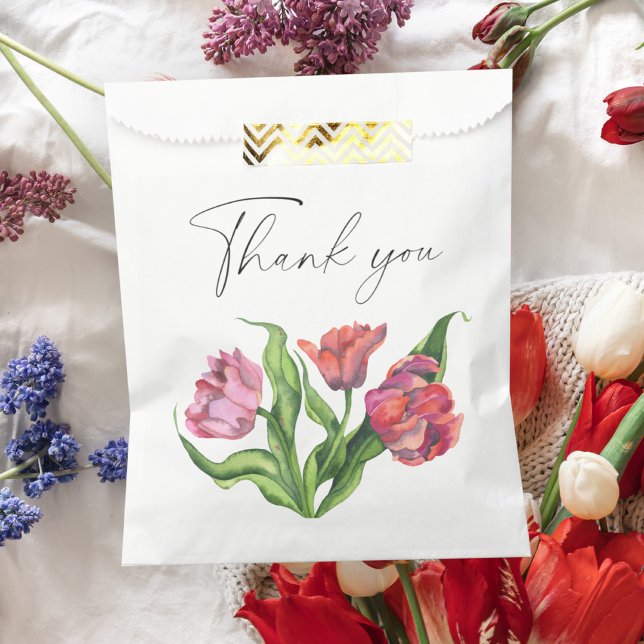 Sacolinha Bouquet de flores em aquarela Obrigado (Criador carregado)