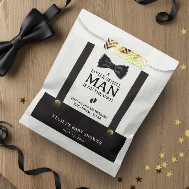 Sacolinha Boy Baby Shower A Little Gentleman Suspenders (Boy Baby Shower A Little Gentleman Suspenders Favor Bag
)