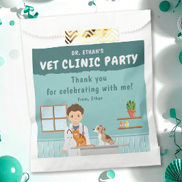 Sacolinha Boy Veterinarian Animal Clinic Birthday Thank You
