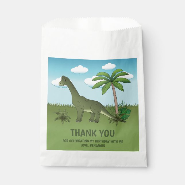 Sacolinha Brachiosaurus Dinossaur Tropical Aniversário Obrig (Frente)