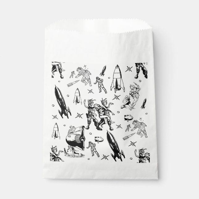 Sacolinha branco de banda desenhada de alienígena vintage (Frente)