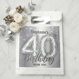 Sacolinha Brilho de Diamante de Prata 40º Aniversário Obriga