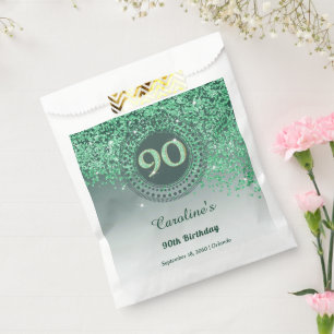 Sacolinha Brilho Verde Chic e 90 de Quadro Pontilhado Aniver