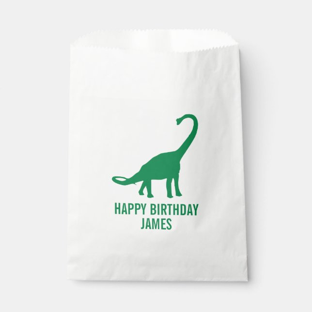 Sacolinha Brontossaurus Dinosaur Silhouette Birthday Goodie (Frente)