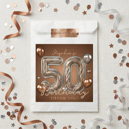 Sacolinha Bronze Silver Metallic 50th Birthday Thank You