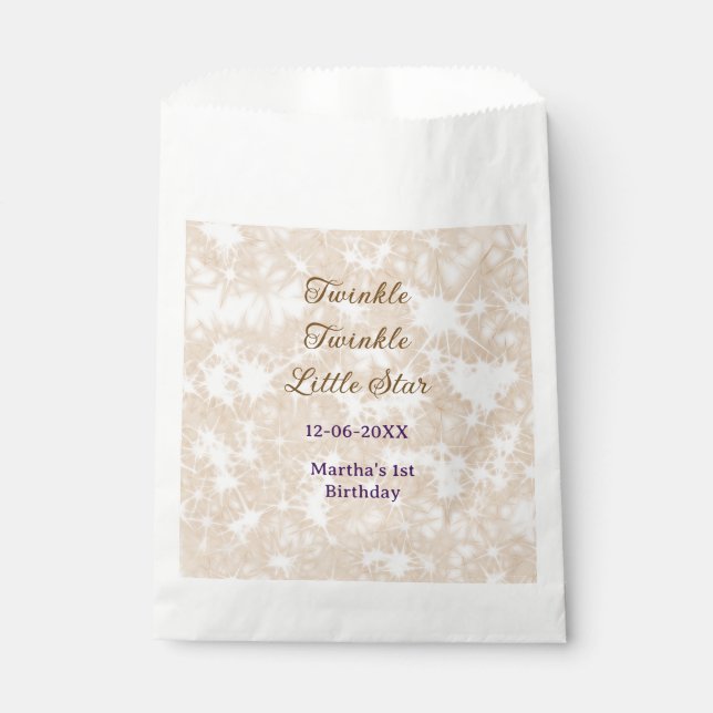 Sacolinha Brown glitter twinkle twinkle little star birthday (Frente)